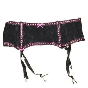 Sexy pink and black lace garter belt